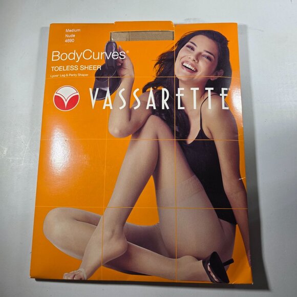 Vassarette BodyCurves Toeless Sheer Lycra Leg & Panty Shaper Medium Nude Hosiery - Picture 1 of 6